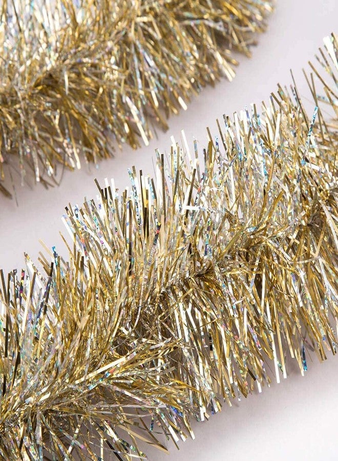 iPEGTOP 26.2ft Christmas Tinsel Garland, Classic Thick Colorful Reflections Shiny Sparkly Soft Party Hanging Tinsel Ornaments Ceiling Christmas Tree Decorations, 4 inch Wide - Gold - Image 1