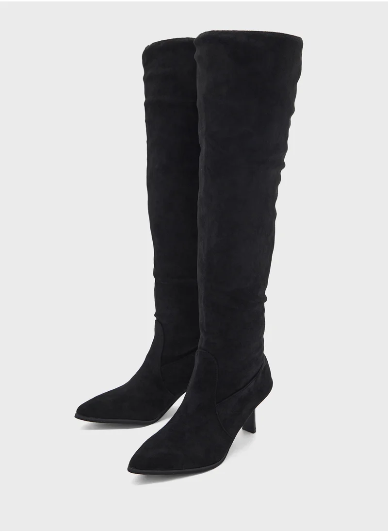 ايلا Faux Suede Slouchy Knee High Boots