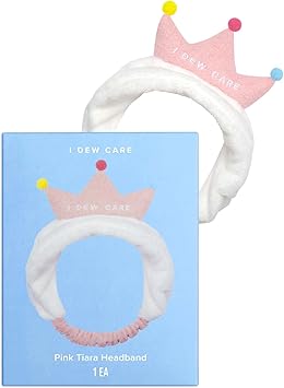 I DEW CARE Face Wash Headband Pink Tiara Adorable Design Perfect for Washing Cleansing Makeup and Spa Bath Skincare Quick Dry Soft Fuzzy Non Slip Reusable Mothers Day - Image 1