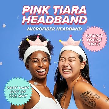 I DEW CARE Face Wash Headband Pink Tiara Adorable Design Perfect for Washing Cleansing Makeup and Spa Bath Skincare Quick Dry Soft Fuzzy Non Slip Reusable Mothers Day - Image 2