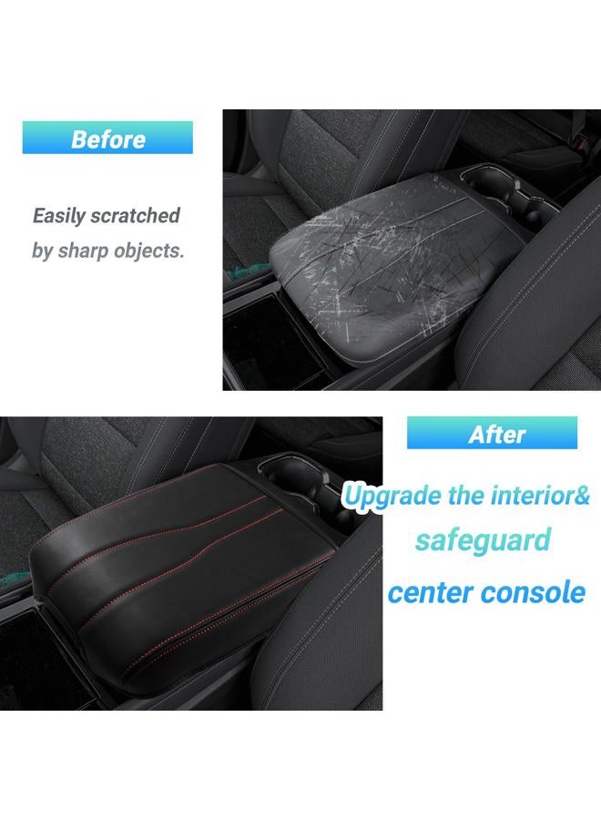 Sinminou Center Console Armrest Cover Compatible with 2024-2025 Chevy Traverse/2024-2025 GMC Acadia/2025 Buick Enclave Interior Accessories, Leather Middle Console Lid Pad Protector （Red Lines） - Image 3