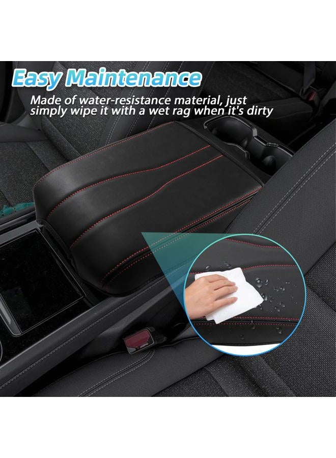 Sinminou Center Console Armrest Cover Compatible with 2024-2025 Chevy Traverse/2024-2025 GMC Acadia/2025 Buick Enclave Interior Accessories, Leather Middle Console Lid Pad Protector （Red Lines） - Image 5