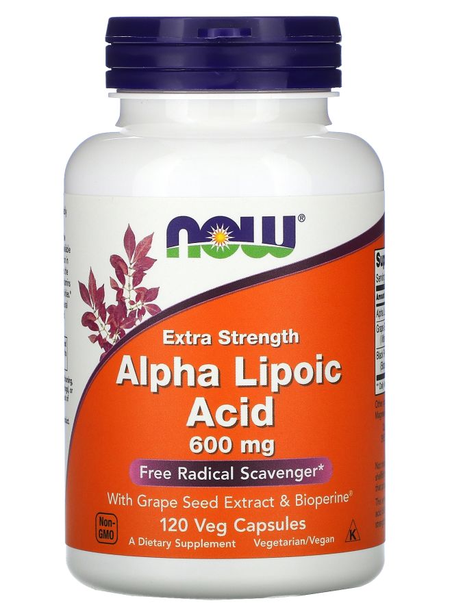 now Alpha Lipoic Acid Extra Strength 600 mg 120 Veg Capsules