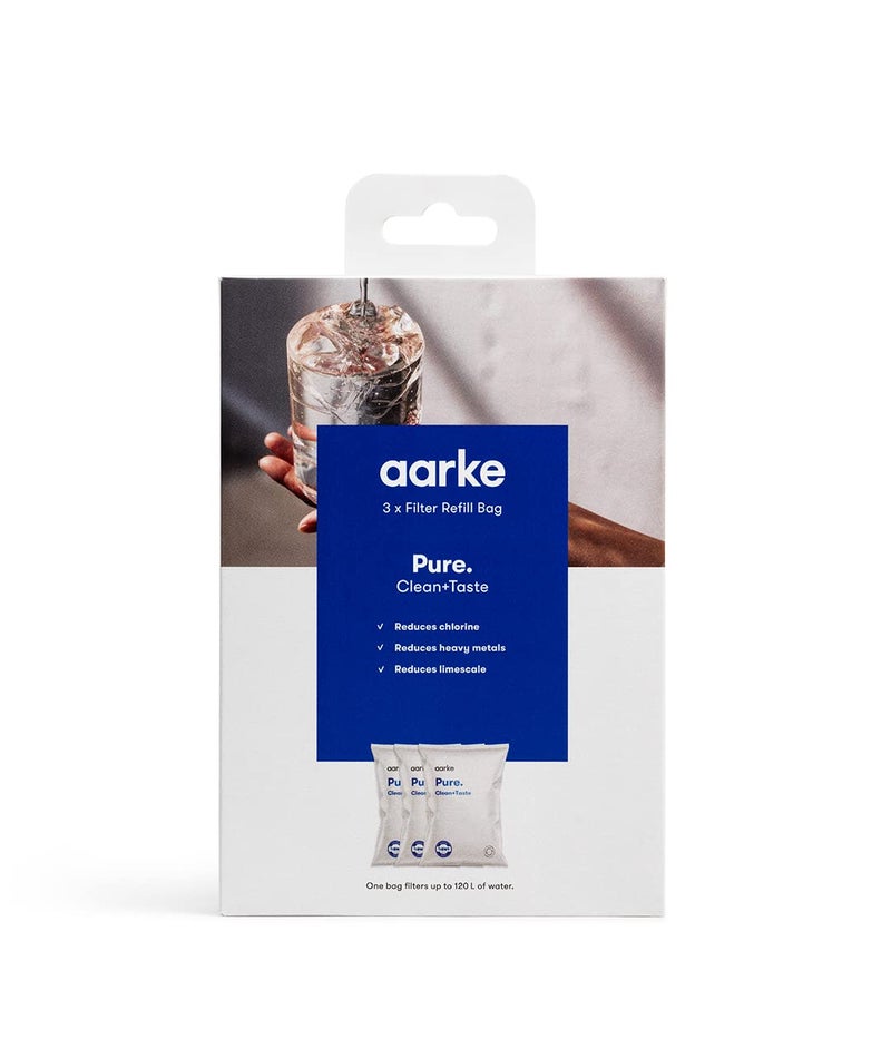 Aarke 3Pack Pure Filter Refill Bags  Reducing Chlorine Heavy Metals and Limescale  Filters up to 3x120 Liters32 Gallons of Water