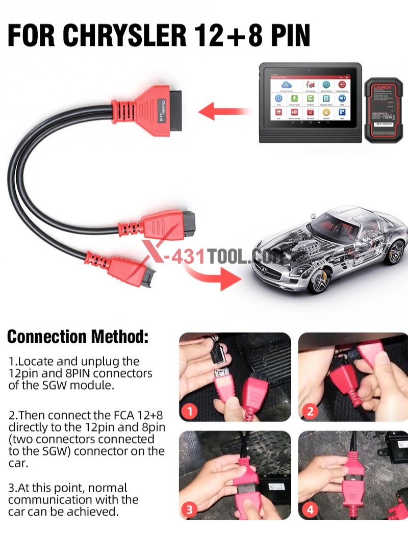 Generic - FCA Gateway Chrysler's Bypass 12+8 Universal Adapter Cable Adapter for Launch X431 X431 V, X431 V+, Pro3s+, Pro3 Ace, Diagzone pro, xpro5, xdiag, Thinkcar, Xtool - Image 1
