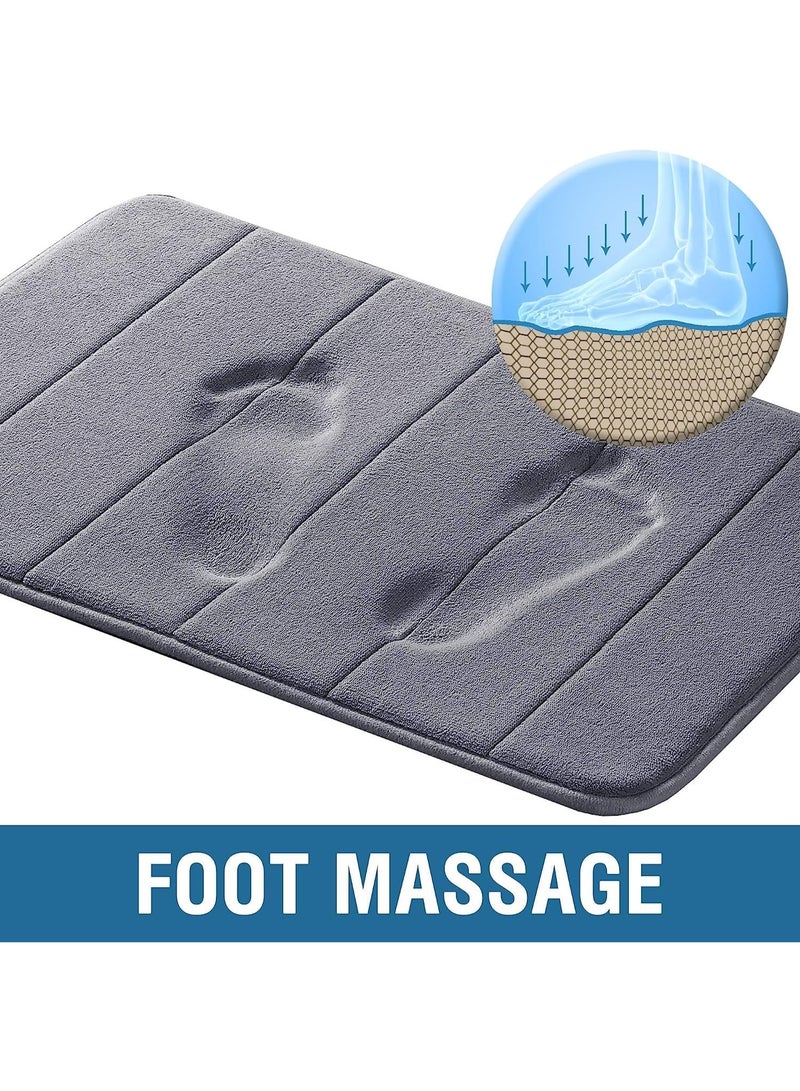 Beauenty Bath Mat 2 Pack 50x80 cm, Memory Foam Bath Mat Non Slip,Soft & Comfortable Bath Mat With Highly Absorbent Bathroom Mat Non Slip for Shower, Tub and Floor, Non Slip, Grey - Image 2