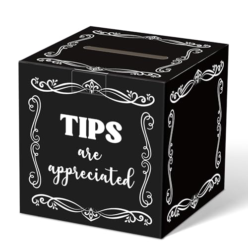 Kolldenn Tip Jar 6 Inches Plastic Tip Jar Box for Bartende Donation Bucket Money Storage Container Collection Suggestion Box for Restaurants Bars Musicians Driver, Black - Image 1