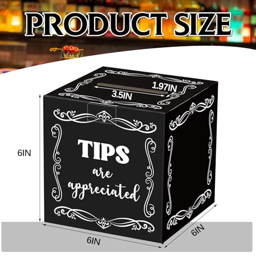 Kolldenn Tip Jar 6 Inches Plastic Tip Jar Box for Bartende Donation Bucket Money Storage Container Collection Suggestion Box for Restaurants Bars Musicians Driver, Black - Image 2