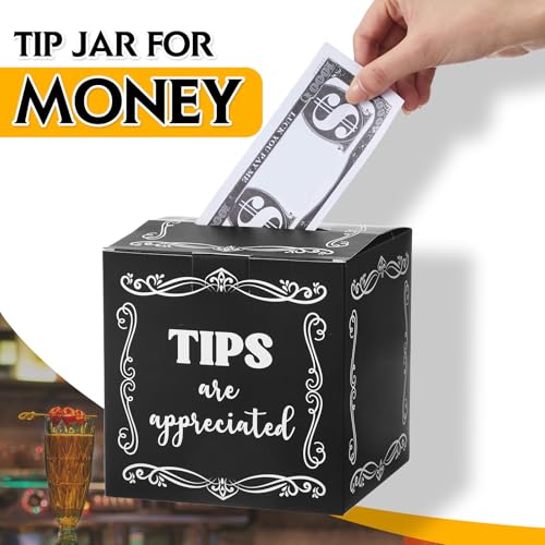 Kolldenn Tip Jar 6 Inches Plastic Tip Jar Box for Bartende Donation Bucket Money Storage Container Collection Suggestion Box for Restaurants Bars Musicians Driver, Black - Image 5