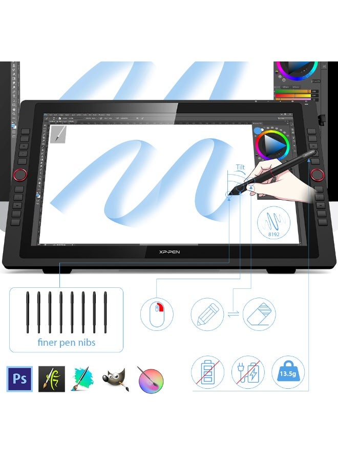 XP-PEN Drawing Tablet with Screen XPPen Artist 22R pro Computer Graphics Tablet 120% sRGB with Battery-Free Stylus Full-Laminated Technology, 21.5 inch Pen Display with 20 Shortcut Keys & 2 Red Dial(Black) - Image 3