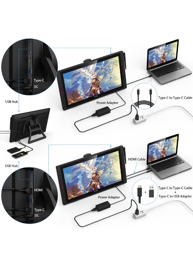 XP-PEN Drawing Tablet with Screen XPPen Artist 22R pro Computer Graphics Tablet 120% sRGB with Battery-Free Stylus Full-Laminated Technology, 21.5 inch Pen Display with 20 Shortcut Keys & 2 Red Dial(Black) - Image 5