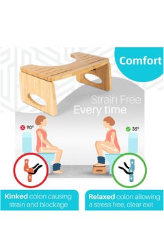 TRASSLE The Stool Tool, The Toilet Stool, Bamboo Toilet Stool for Bathroom, Collapsible Bathroom Stool, Natural Color, Fix Your Posture by Squatting  - Image 2