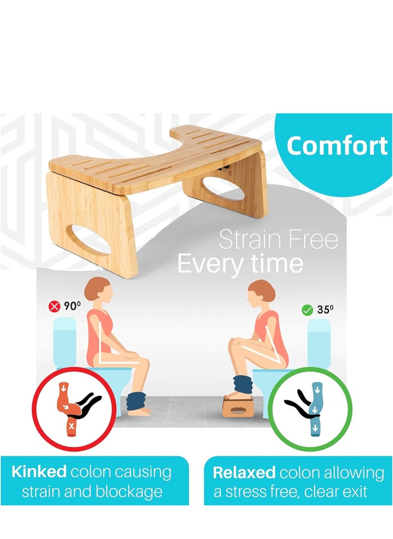 TRASSLE The Stool Tool, The Toilet Stool, Bamboo Toilet Stool for Bathroom, Collapsible Bathroom Stool, Natural Color, Fix Your Posture by Squatting  - Image 2