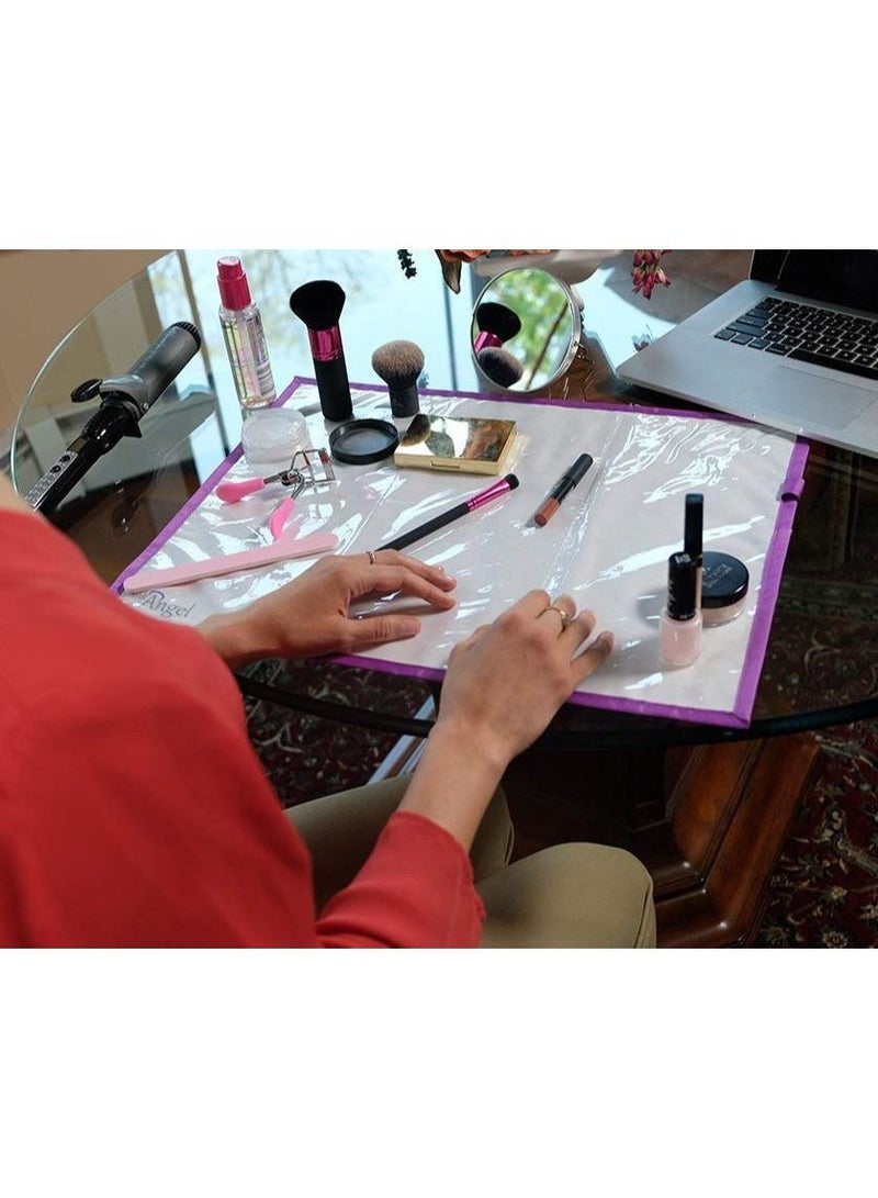 Generic Portable Makeup Brush Organizer Mat for Your Makeup Tools, Waterproof and Extra Practical Space for Beauty Essentials, Suitable for Home, Travel and Professionals, Six Integrated Suction Cups. - Image 5