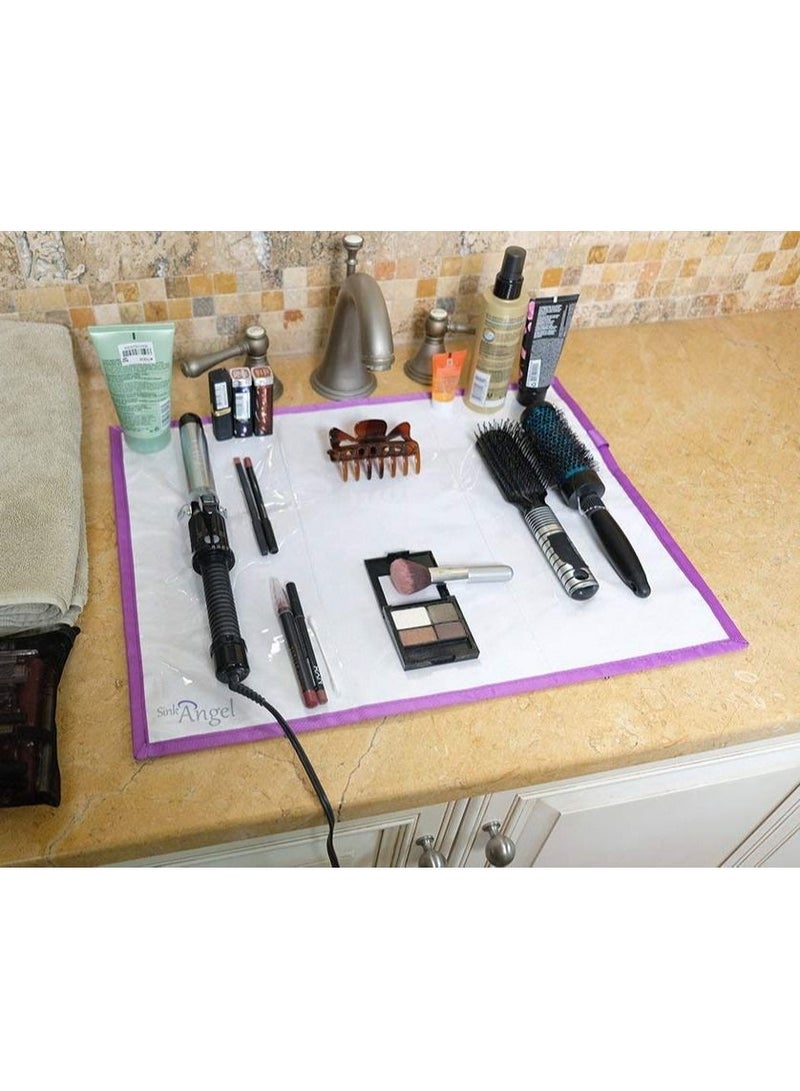 Generic Portable Makeup Brush Organizer Mat for Your Makeup Tools, Waterproof and Extra Practical Space for Beauty Essentials, Suitable for Home, Travel and Professionals, Six Integrated Suction Cups. - Image 1