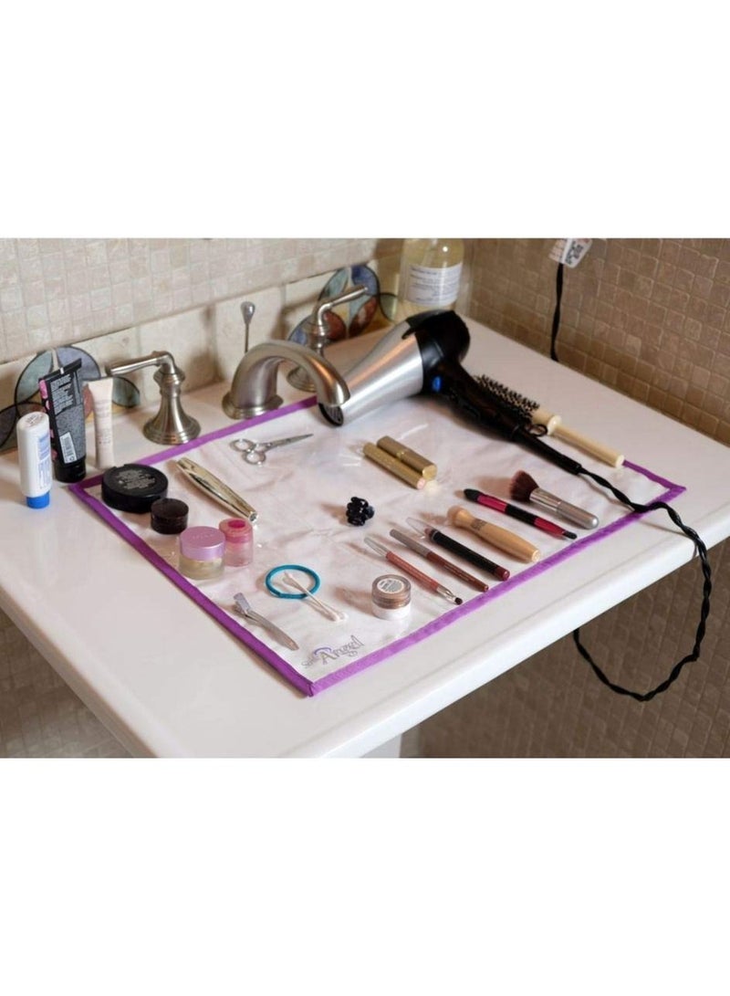 Generic Portable Makeup Brush Organizer Mat for Your Makeup Tools, Waterproof and Extra Practical Space for Beauty Essentials, Suitable for Home, Travel and Professionals, Six Integrated Suction Cups. - Image 2