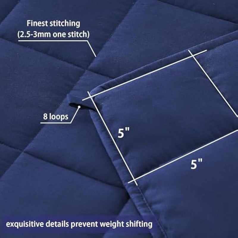 إسكدنيا بطانية ثقيلة الوزن 9 اب للبالغين (20 باوند، 60 انش × 80 انش) خفيفة الوزن مثالية للنوم من 180-210 باوند، بطانية جيدة التهوية مع خرز زجاجي ممتاز، قابلة للغسل في الغسالة (ازرق، 60×80-20 باوند) - Image 4