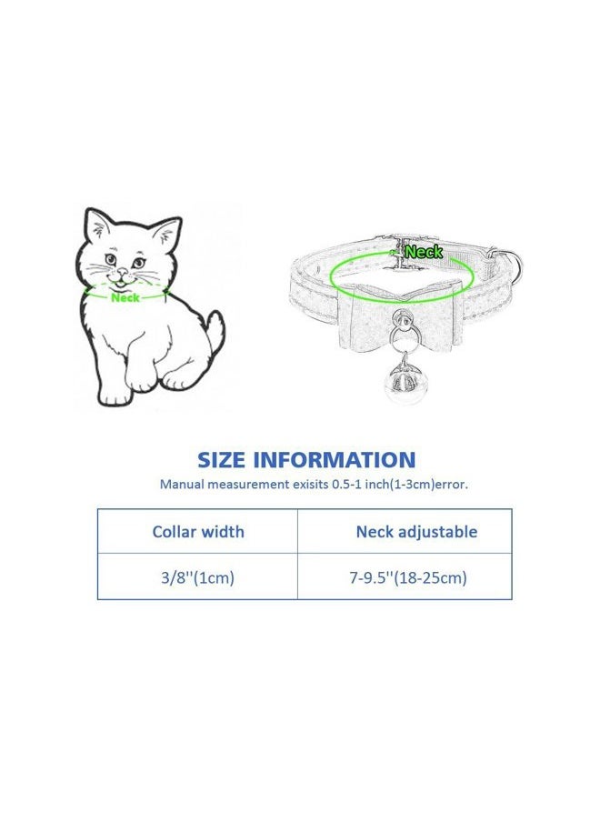 Stock Show 2Pcs Small Pet Velvet Bowknot Collar with Bell Adjustable PU Leather Cute Necklace Bow Tie for Cat Kitten Kitty Dog Puppy, Pink&Red  - Image 2