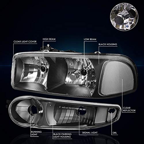 PM PERFORMOTOR PMHL-DENALI-0106-OH-BC Black Housing Clear Corner Pair of Headlights Replacement Compatible with 02-06 Sierra Yukon Denali - Image 2