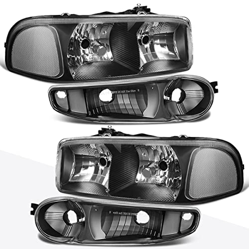PM PERFORMOTOR PMHL-DENALI-0106-OH-BC Black Housing Clear Corner Pair of Headlights Replacement Compatible with 02-06 Sierra Yukon Denali - Image 1