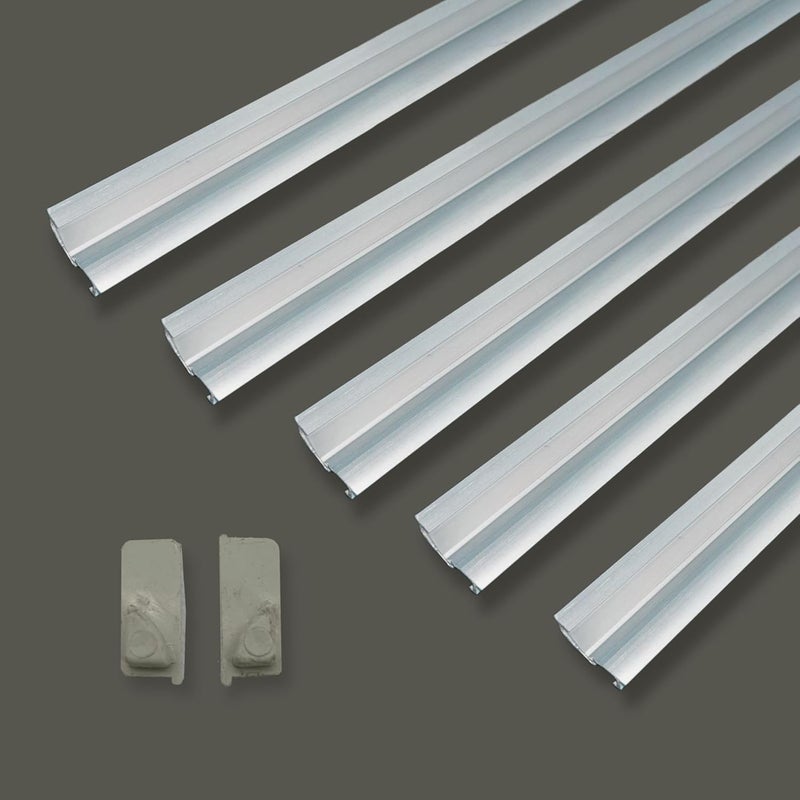 ABAJ أضواء شريط LED دائرية من الألمنيوم 21x09 مم للأثاث بطول 1 متر مع قنوات ضوء دائرية وزوايا مع غطاء موزع وأغطية نهاية ومشابك تثبيت بدون LED حزمة من 5 - Image 1