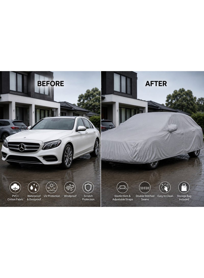 SolidX Car Body Cover – All Weather Waterproof, UV Sun Protection & Dustproof Cover for Full-Size Luxury Sedans - Image 4