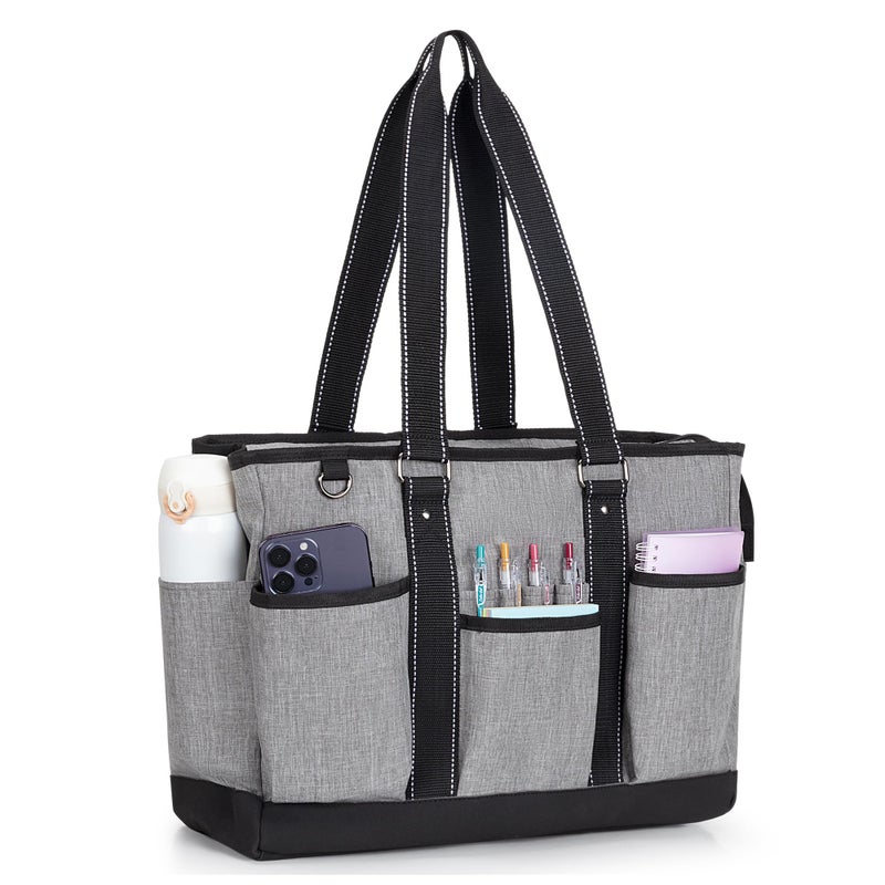 Damero Damero Teacher Tote Bag with Padded Laptop Sleeve Teacher Work Shoulder Bag for Office Work or Travel Gray 