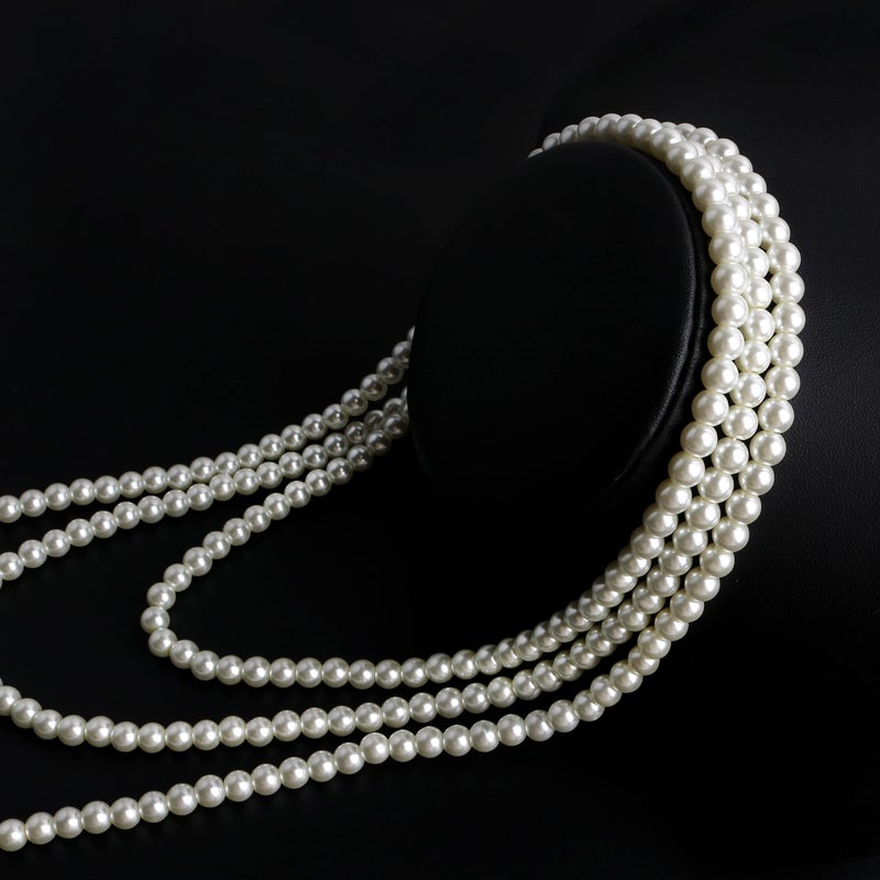 Aisansty Long Pearl Necklace for Women Layered Cream White Faux Pearl Beads Strand Necklace Costume Jewelry,Diameter Pearl 7MM,69" - Image 4