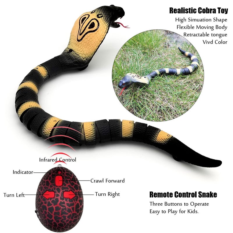 Tipmant RC Snake IR Remote Control Cobra Electric Fake Realistic Animal Crawling Vehicle Scary Trick Kids Halloween Christmas Prank Toys Birthday Gifts Grey - Image 3