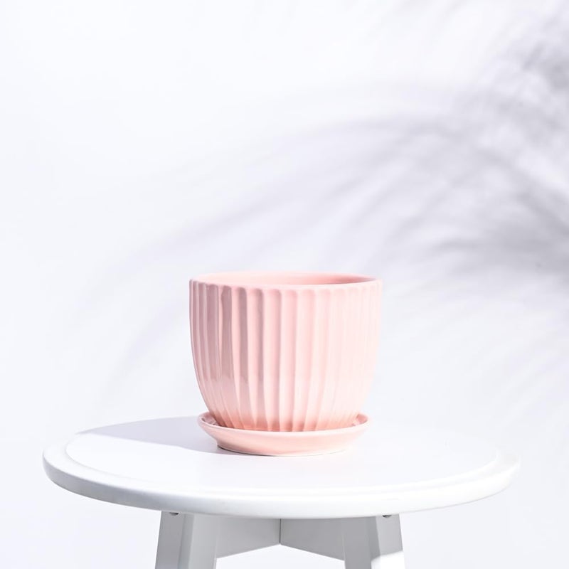 أوجاو وعاء سيراميك Grail للنباتات الداخلية - لون خوخي (5 بوصات) - Image 2