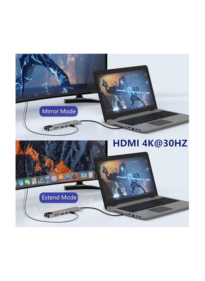 جنرال محول جميع في واحد USB C - محول HDMI، قارئ بطاقات شبكة Ethernet، هاب 8 في 1 مع منفذ HDMI 4K، 2 منفذ USB 3.0، 2 منفذ USB C، منفذ Ethernet، فتحات بطاقات SD/TF، متوافق مع MacBook، Chromebook.  - Image 3