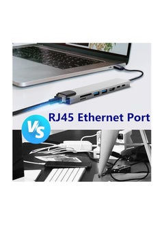 جنرال محول جميع في واحد USB C - محول HDMI، قارئ بطاقات شبكة Ethernet، هاب 8 في 1 مع منفذ HDMI 4K، 2 منفذ USB 3.0، 2 منفذ USB C، منفذ Ethernet، فتحات بطاقات SD/TF، متوافق مع MacBook، Chromebook.  - Image 5