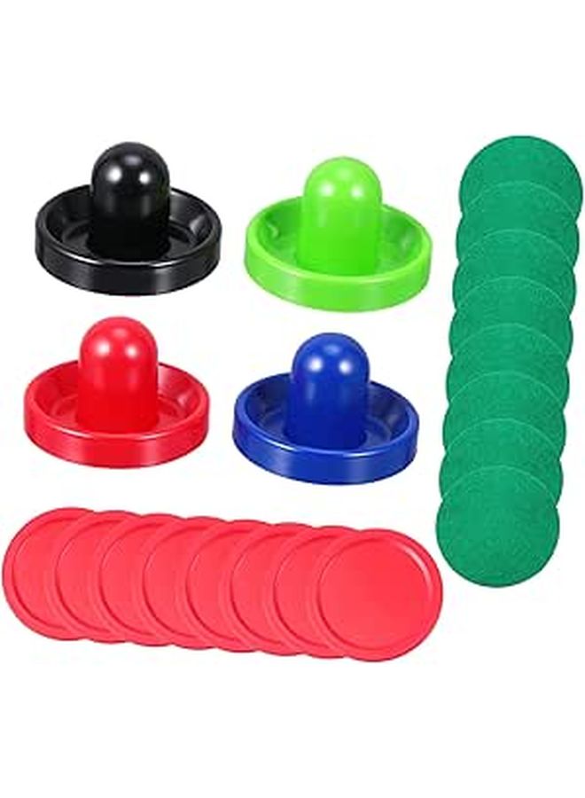Air Hockey Replacement Accessories Set Paddles Red Blue Black Green Felt Pads Pucks Improve Game Table Experience Comfortable Grip Fast Sliding