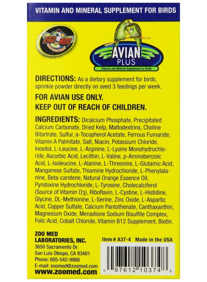 Zoo Med Laboratories Bzma374 Avian Plus Bird Vitamins, 4 oz (976610) - Image 4