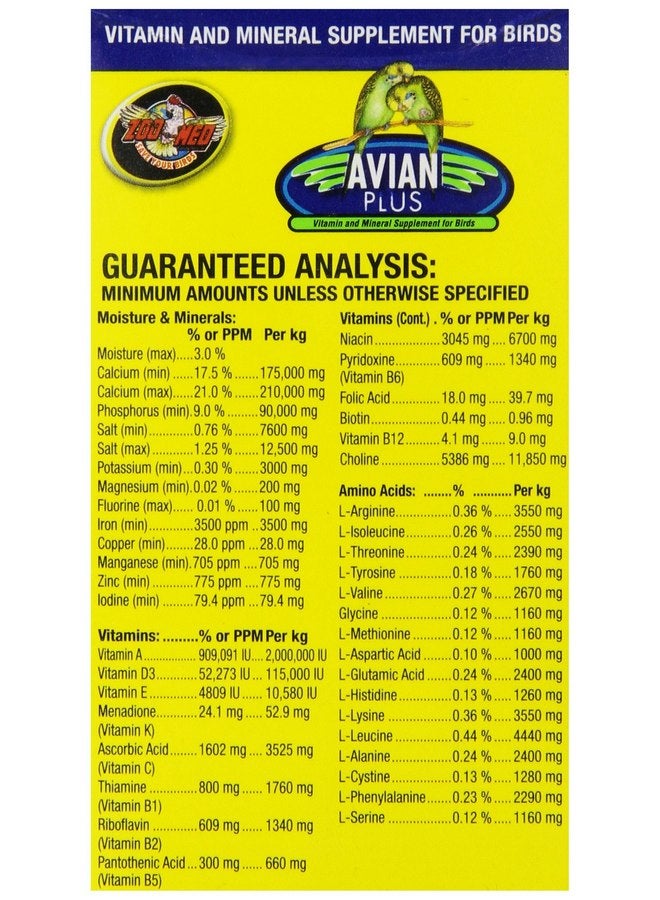 Zoo Med Laboratories Bzma374 Avian Plus Bird Vitamins, 4 oz (976610) - Image 3