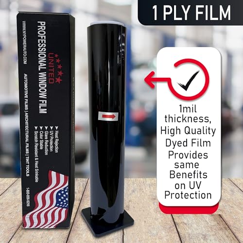HIDNY United Window Tint Universal Black 5% VLT 24" in x 100'Ft Standard Dyed 1Ply Film Black Color - Privacy Window Tint for Car, Home, Blocks UV/IR Rays, Reduce Heat & Glare - Adhesive Window Film - Image 3