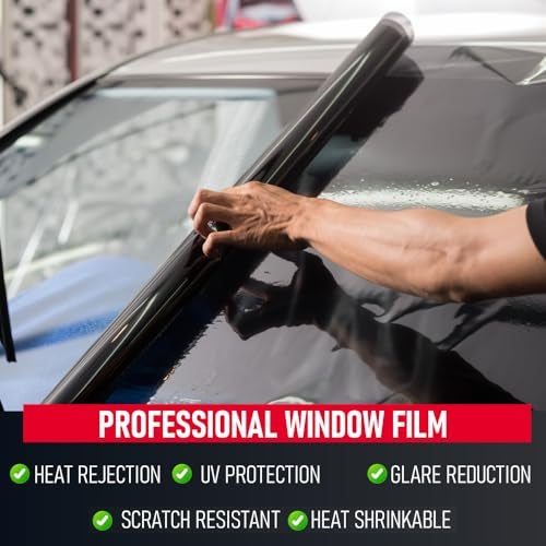 HIDNY United Window Tint Universal Black 5% VLT 24" in x 100'Ft Standard Dyed 1Ply Film Black Color - Privacy Window Tint for Car, Home, Blocks UV/IR Rays, Reduce Heat & Glare - Adhesive Window Film - Image 5