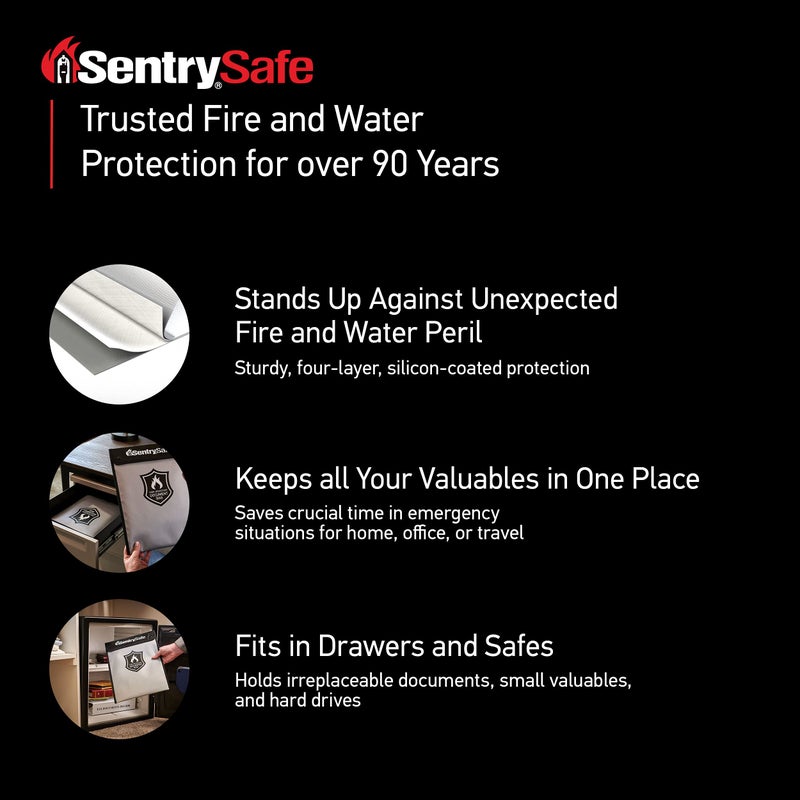 SentrySafe Fire and Water Resistant Portable Bag with Zipper for Money or Document Storage, FBWLZ0SSC - Image 5