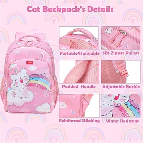 Frantic Waterproof Polyester 26 L School Backpack School Bag Daypack Picnic Bag For Boys & Girls(RR_Pink_Star_Cat) - Image 2