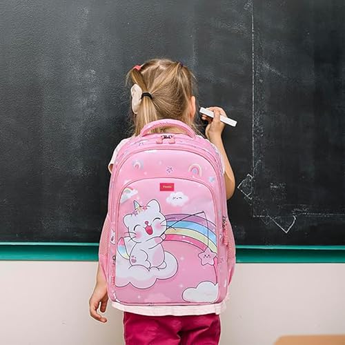 Frantic Waterproof Polyester 26 L School Backpack School Bag Daypack Picnic Bag For Boys & Girls(RR_Pink_Star_Cat) - Image 5