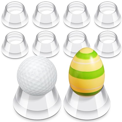 Yookeer 10 Pieces Round Cone Easter Eggs Display Holder Decorative Golf Ball Display Stands Baseball Sphere Cups Reversible Transparent Invisible Holder for Family Easter Party Show Your Eggs
