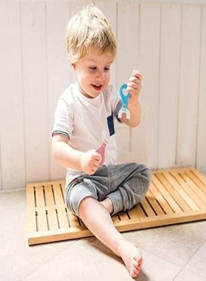 Veki Kids U Shaped Silicone Toothbrush for Manual Whitening (Blue) - Image 2