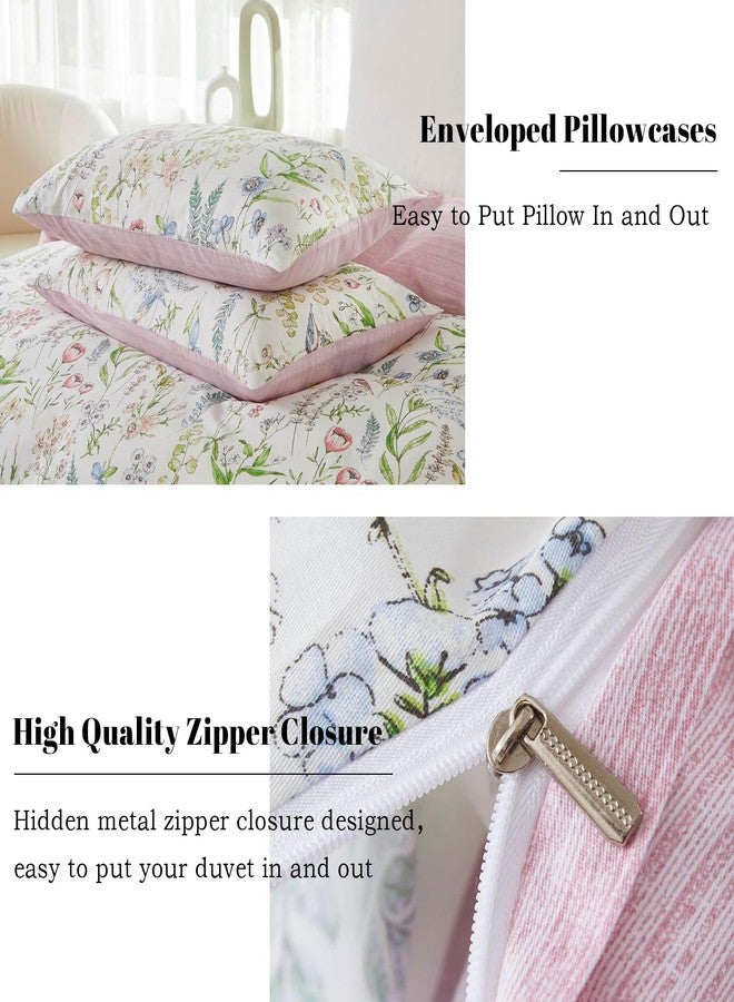 EAVD Vintage Style Botanical Floral Duvet Cover King Soft Cotton Chic Cute Bird Floral Print Bedding Set with 2 Pillowcases Vibrant Garden Botanical Comforter Cover with Zipper Closure - Image 5