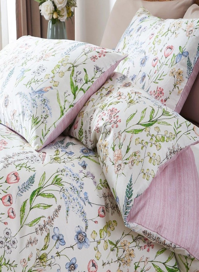 EAVD Vintage Style Botanical Floral Duvet Cover King Soft Cotton Chic Cute Bird Floral Print Bedding Set with 2 Pillowcases Vibrant Garden Botanical Comforter Cover with Zipper Closure - Image 3