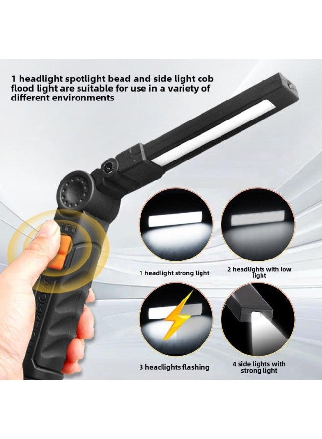 Loquat Multifunctional Handheld Work Light Strong Flashlight Super Bright Magnetic Emergency Light Rotating Portable Car Repair Light-Color:G52 Black - Image 5