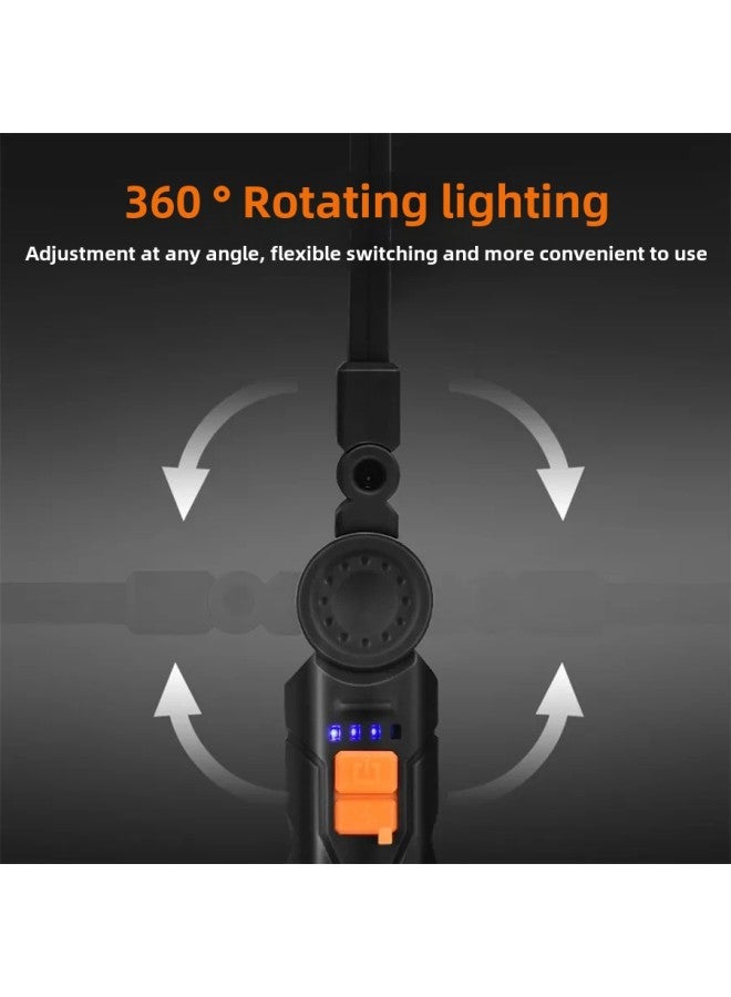 Loquat Multifunctional Handheld Work Light Strong Flashlight Super Bright Magnetic Emergency Light Rotating Portable Car Repair Light-Color:G52 Black - Image 4