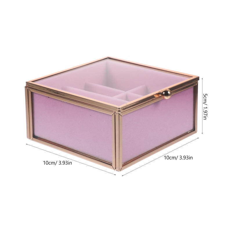 Jewelry Storage Box With Glass Lid Portable Earring Organizer And Lipstick Holder Metal Frame For Travel And Desktop Use White - Image 3