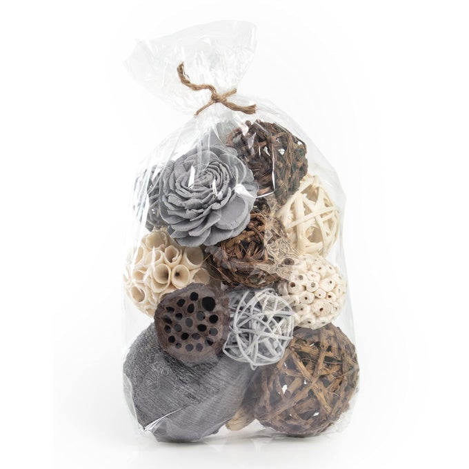 NATURAL TONES VASE BOWL FILLERS FLORAL DECORATIVE BALLS HOME DECOR GREY ROSE