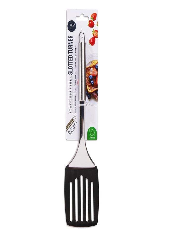 Core Kitchen - Stainless Steel Slotted Turner - SIlver - Lightweight, Strong & Durable Metal Spatula - Image 3