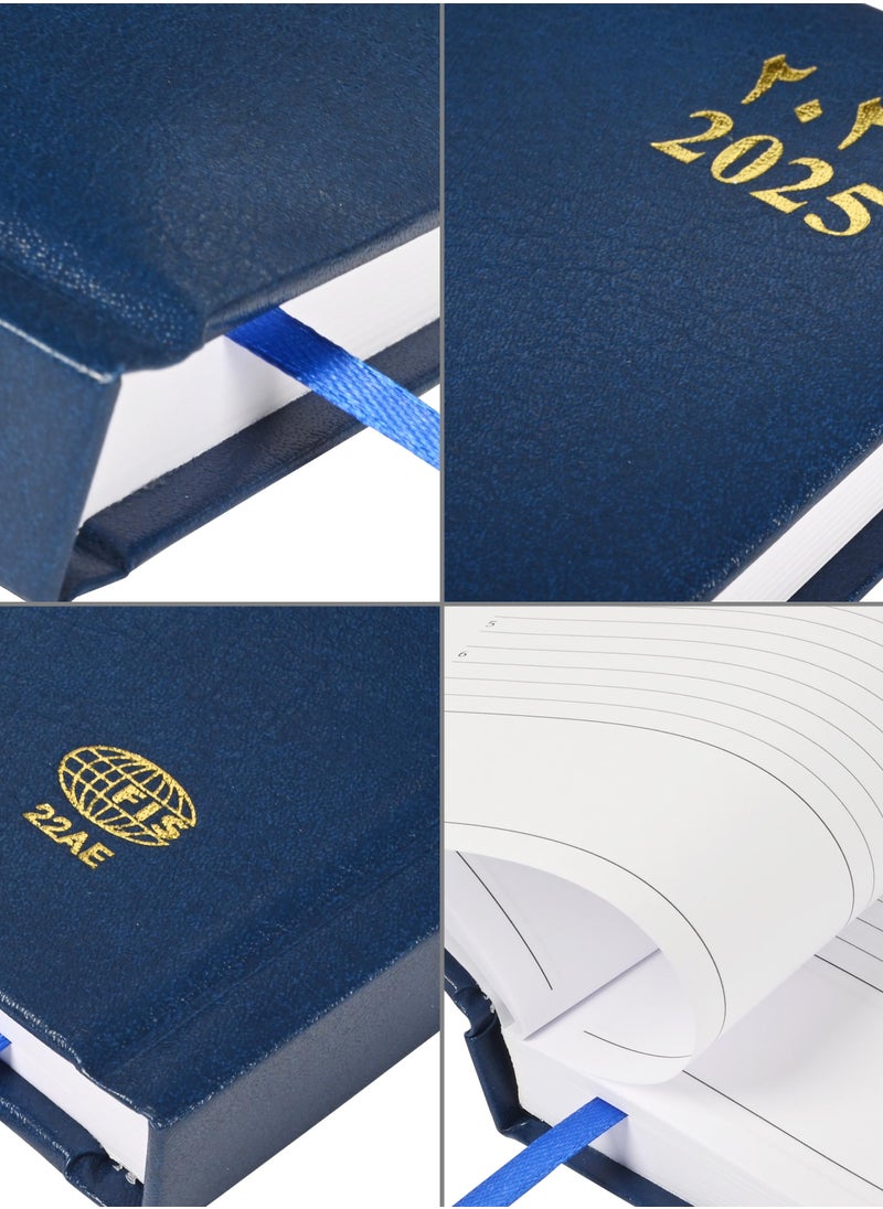 FIS Fis 2025 A5 Diary,Gold Corenrs, (Arabic/English) Vinyl 1Side Padded Blue -FSDI22AE25BL  - Image 3